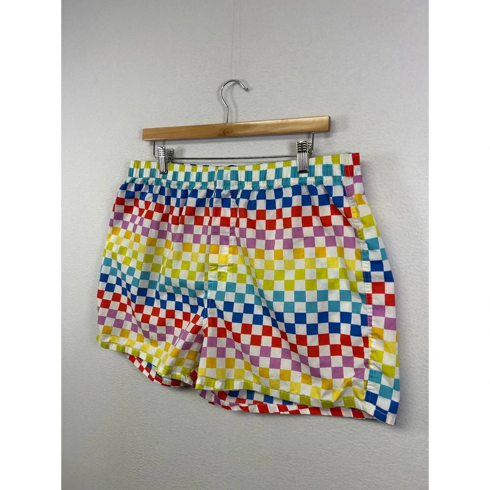 Old Navy Pride Rainbow Checkerboard Mens XL Multicolor Cotton Boxer Shorts